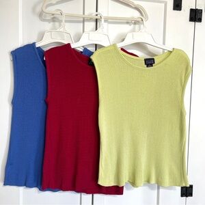 Vintage Hillard & Hanson Ribbed Tank Top Bundle – Raspberry, Green, Blue – LG/XL